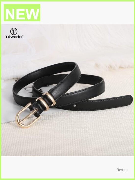 2 Pack Women Skinny Faux Leather Belts with Gold Buckle main image 5